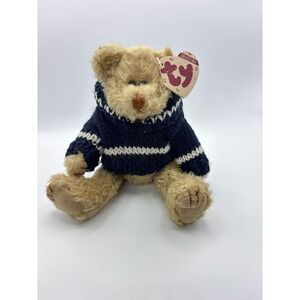Ty Collectible Attic Treasures "Frasier" Teddy Bear in Blue & White Knit Sweater